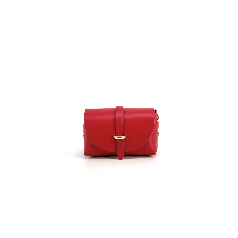 Mini sac à main en cuir lisse CANDY Rouge garance
