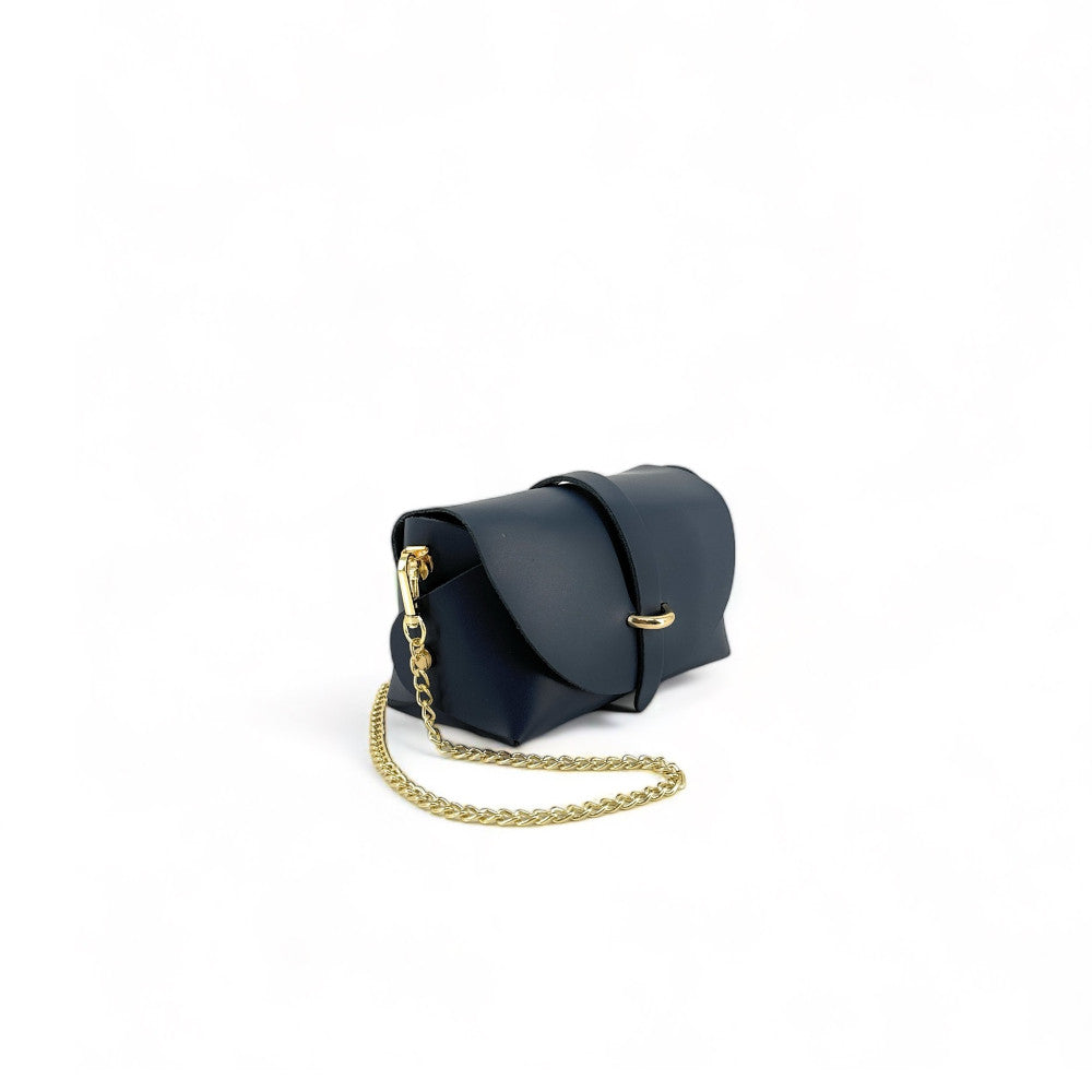 Mini sac à main en cuir lisse CANDY Bleu marine