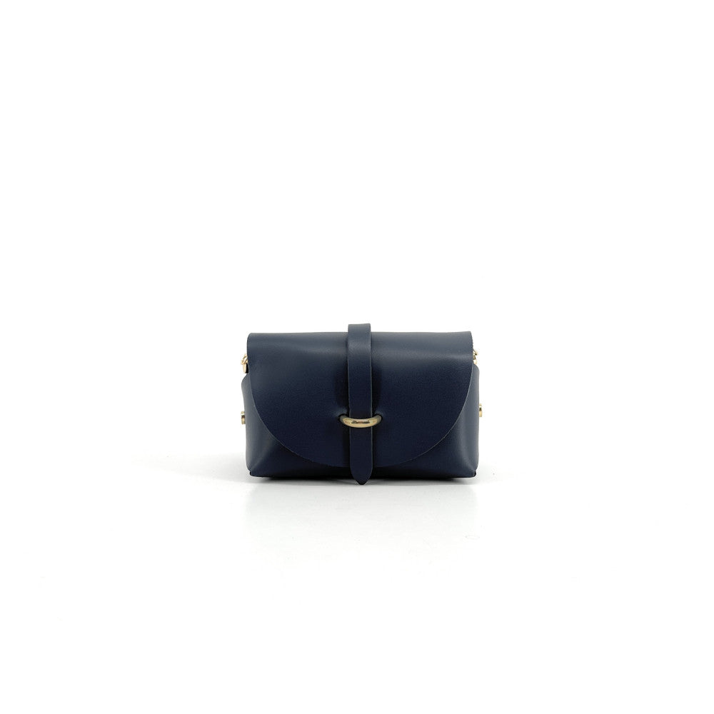Mini sac à main en cuir lisse CANDY Bleu marine