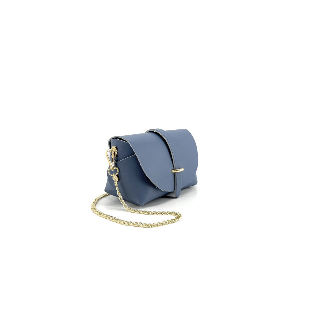 Mini sac à main en cuir lisse CANDY Bleu glacier