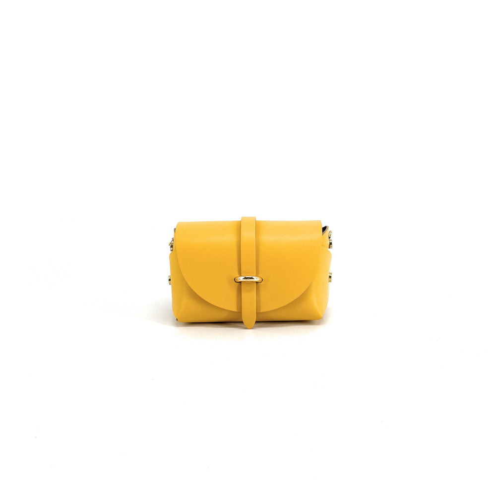 Mini sac à main en cuir lisse CANDY Bouton d'or