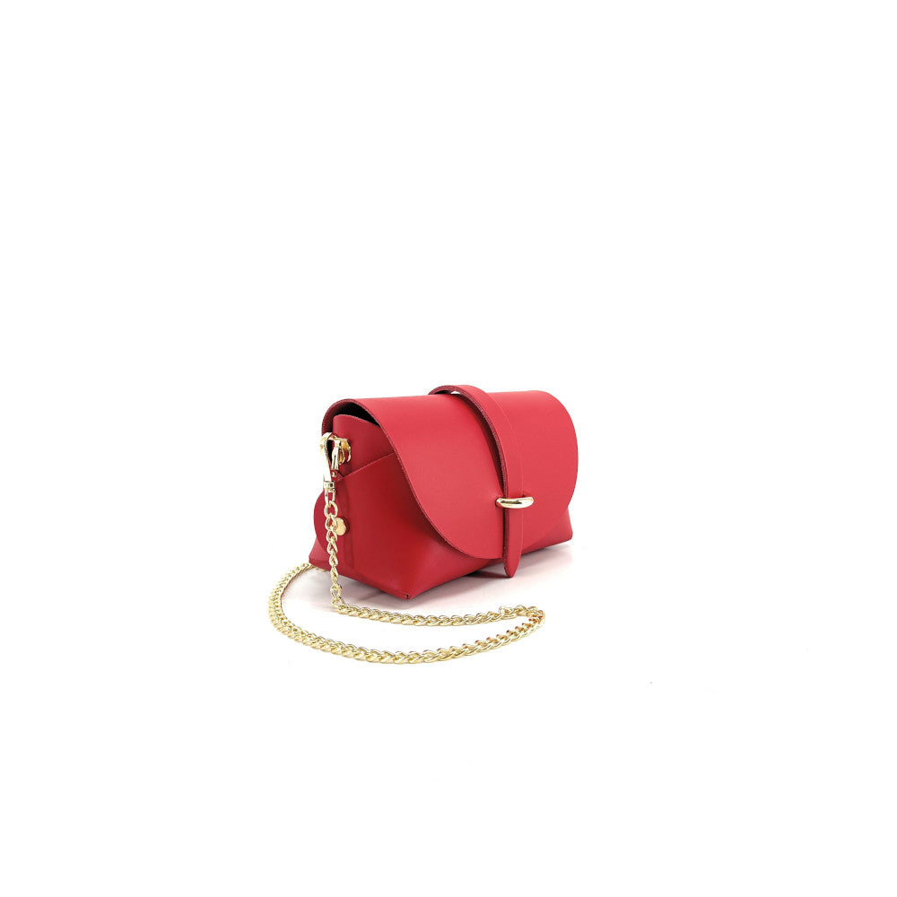 Mini sac à main en cuir lisse CANDY Rouge garance