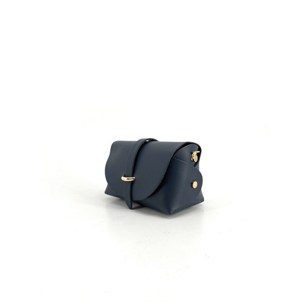 Mini sac à main en cuir lisse CANDY Bleu marine