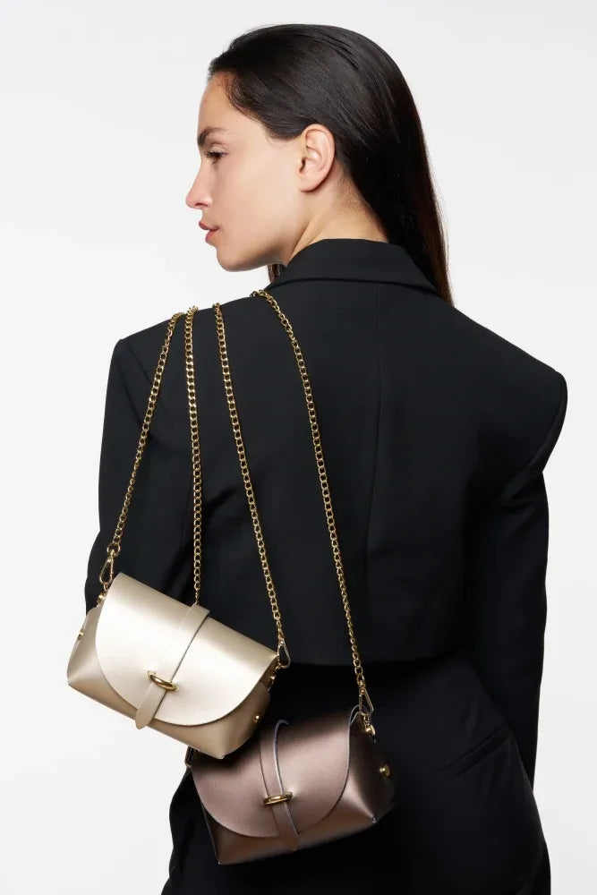 Mini sac à main en cuir lisse CANDY Or pâle
