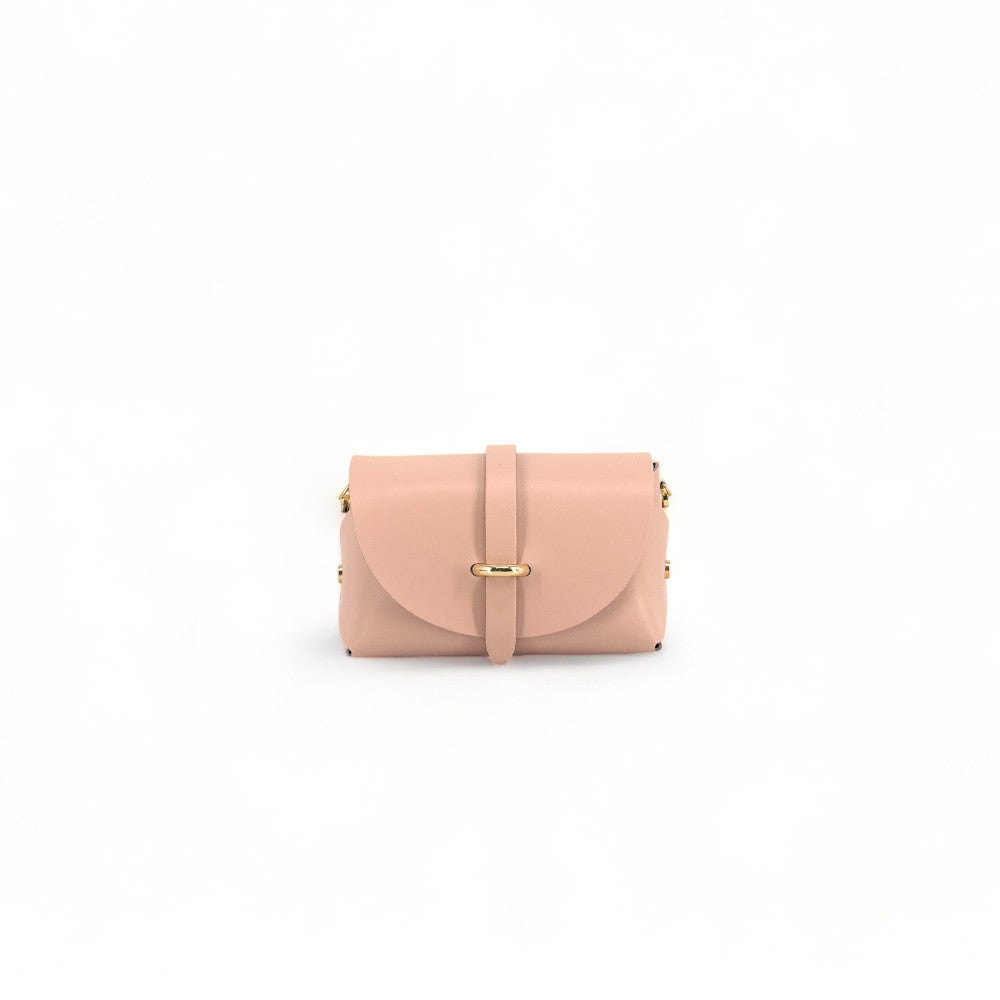 Mini sac à main en cuir lisse CANDY Rose nude