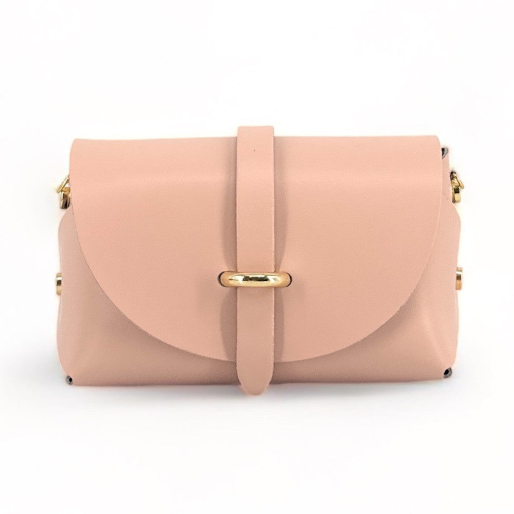 Mini sac à main en cuir lisse CANDY Rose nude