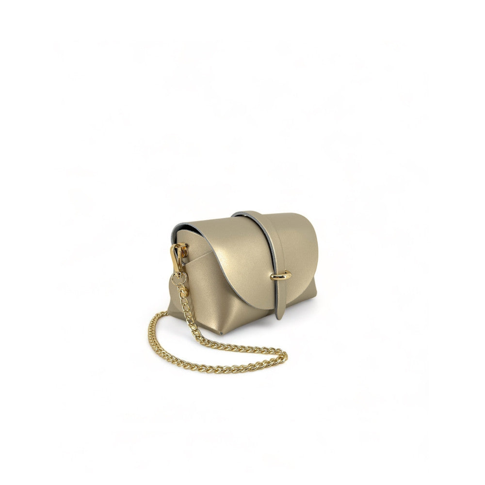 Mini sac à main en cuir lisse CANDY Or pâle