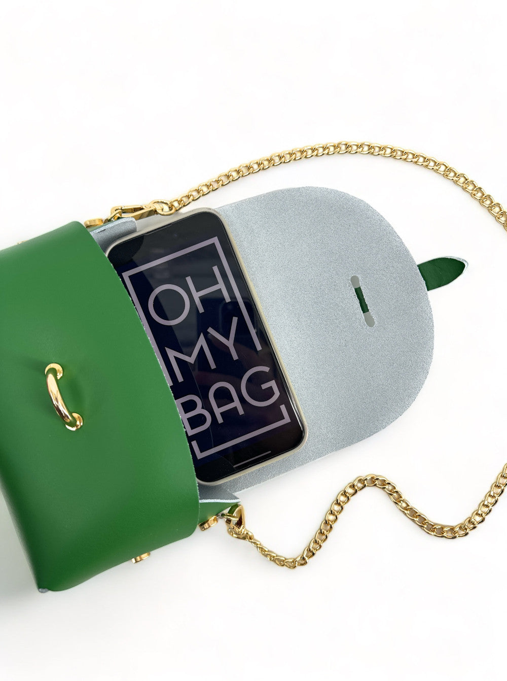 Mini sac à main en cuir lisse CANDY Vert anglais