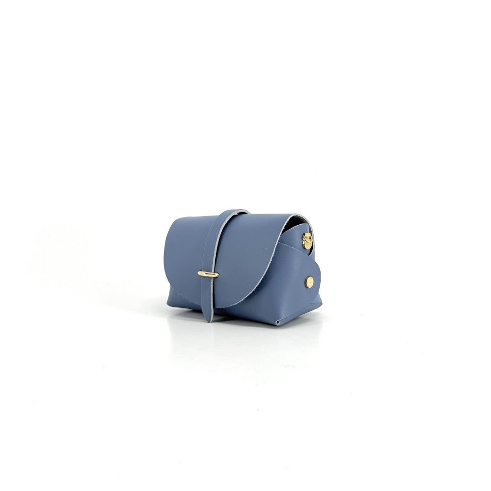 Mini sac à main en cuir lisse CANDY Bleu glacier