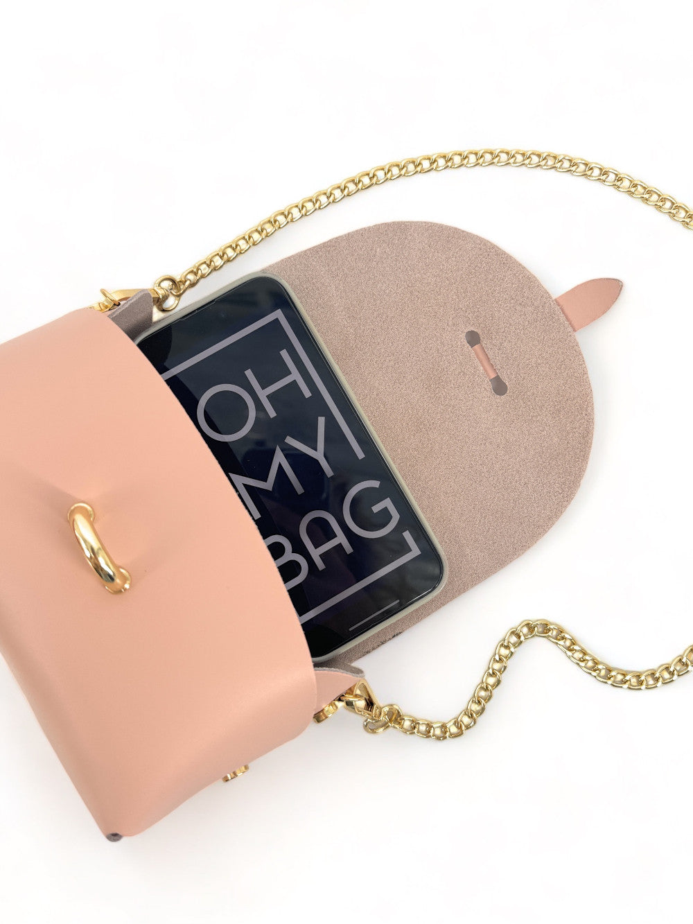Mini sac à main en cuir lisse CANDY Rose nude
