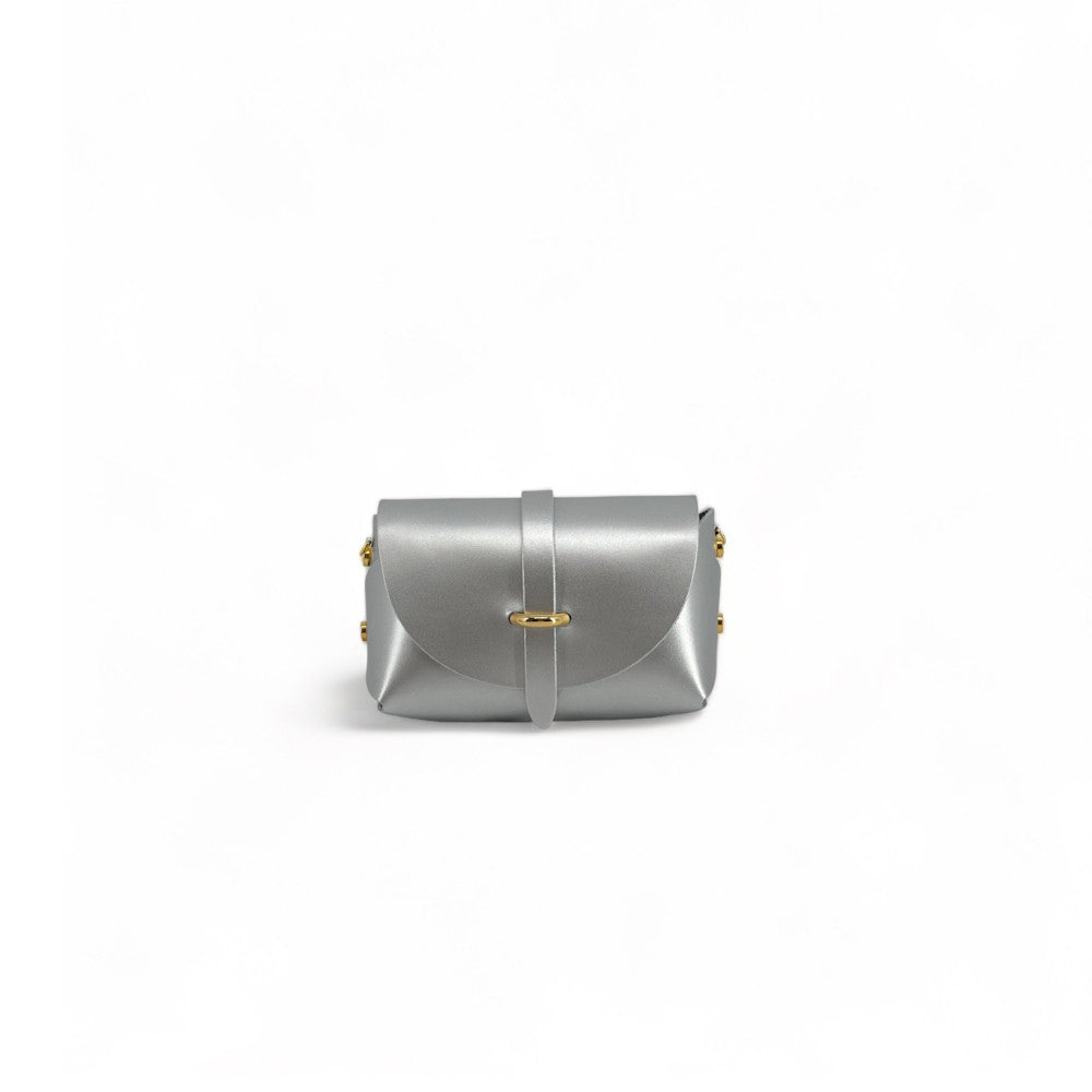 Mini sac à main en cuir lisse CANDY Argent moyen