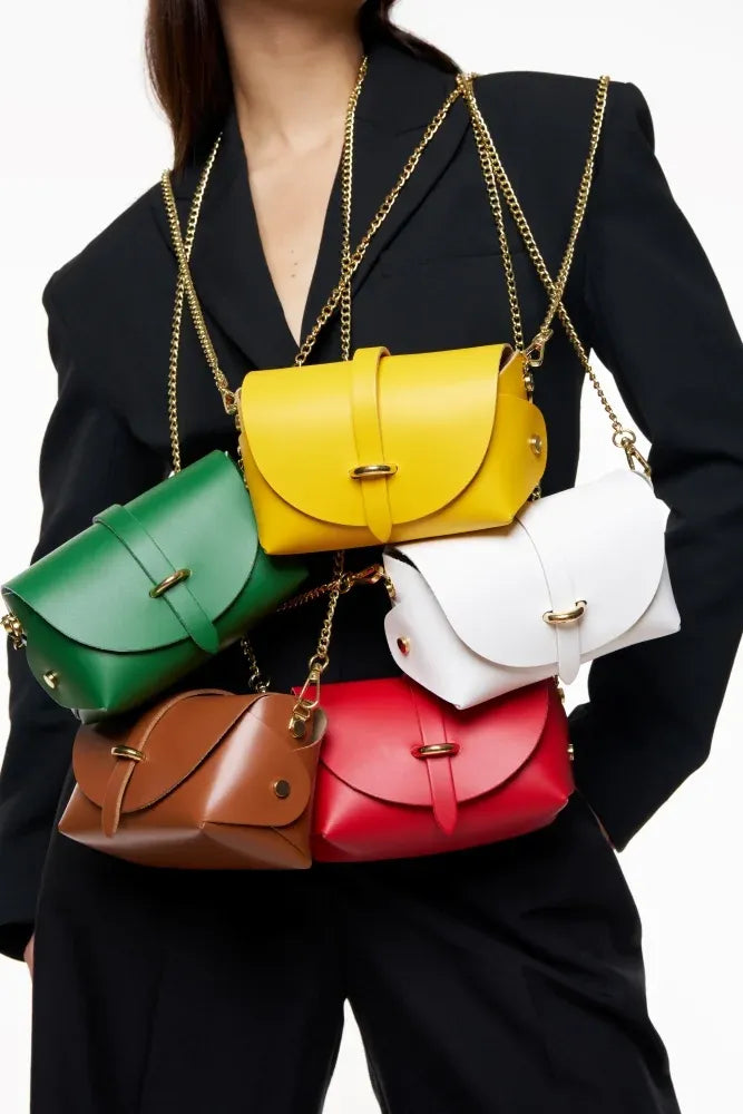 Mini sac à main en cuir lisse CANDY Bouton d'or