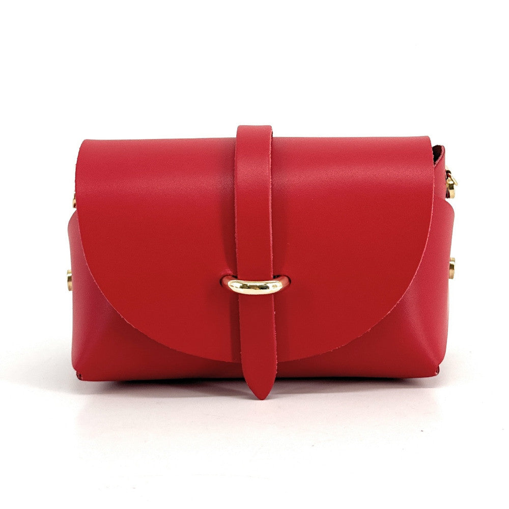Mini sac à main en cuir lisse CANDY Rouge garance