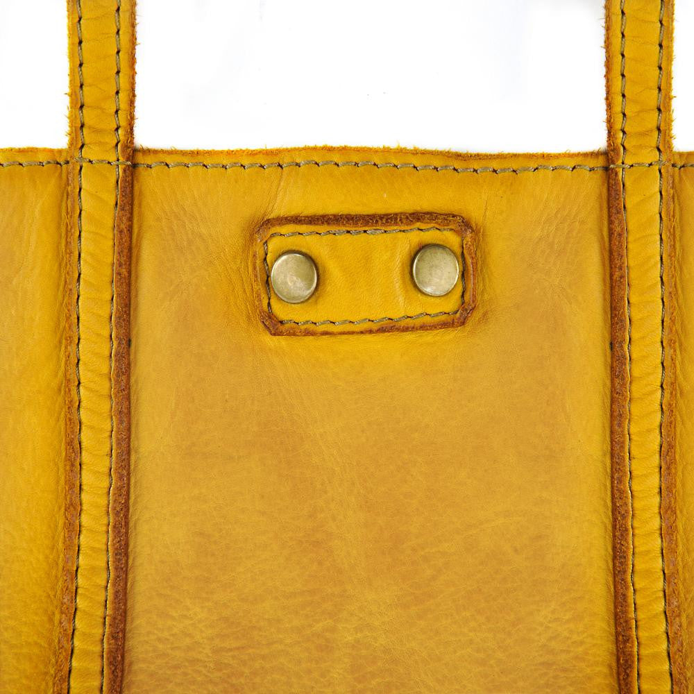 Sac à main en cuir souple vintage MELBOURNE Jaune Moutarde
