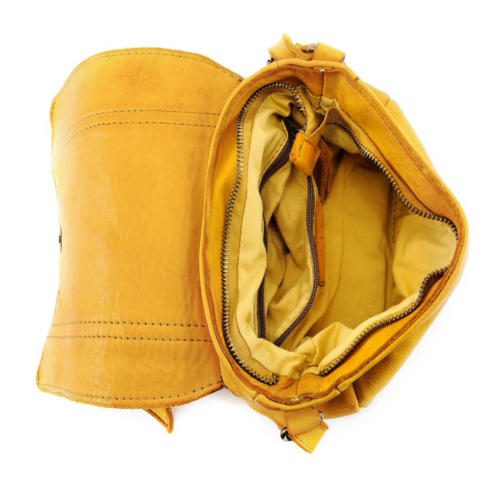 Sac à main en cuir souple vintage MELBOURNE Jaune Moutarde