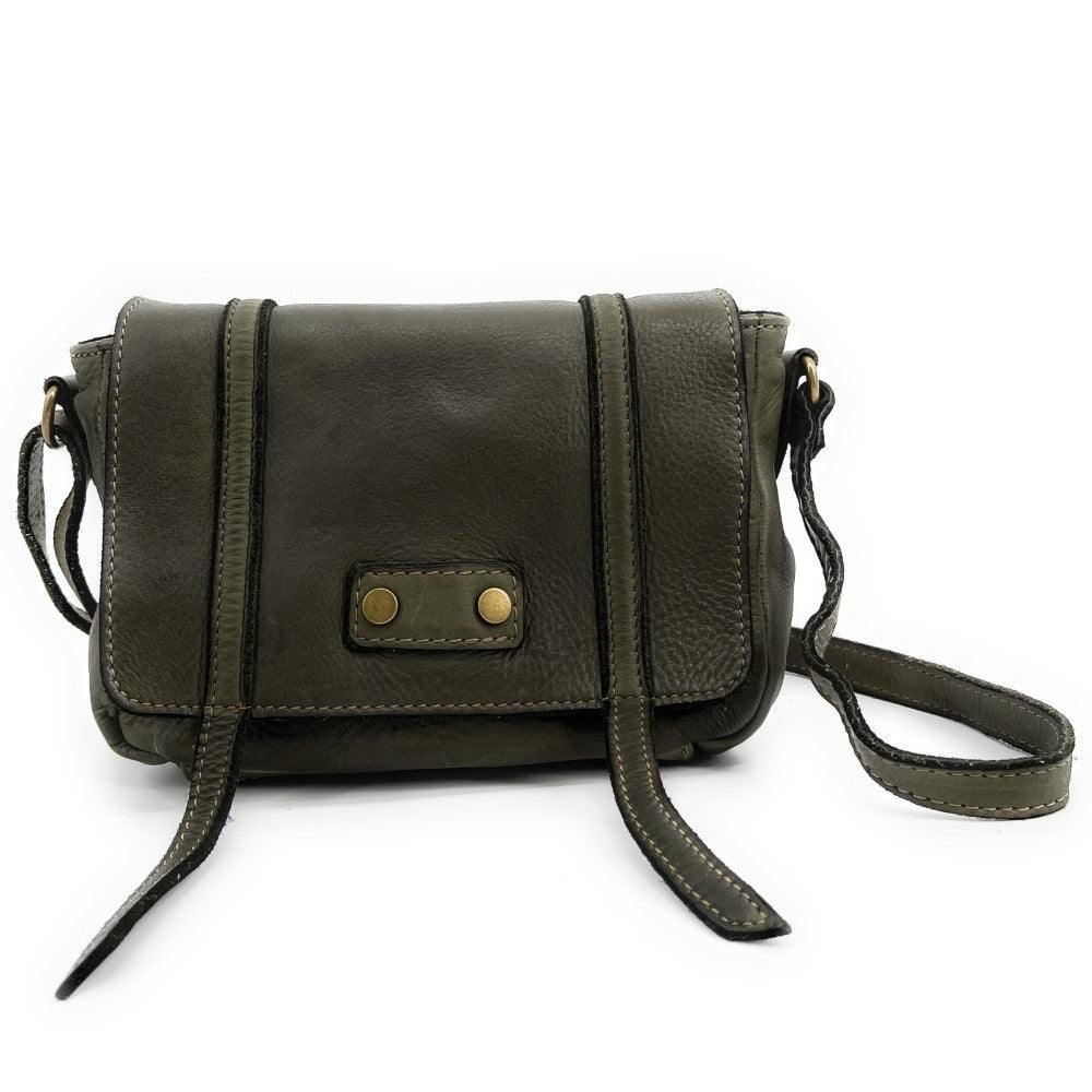 Sac à main en cuir souple vintage MELBOURNE Kaki