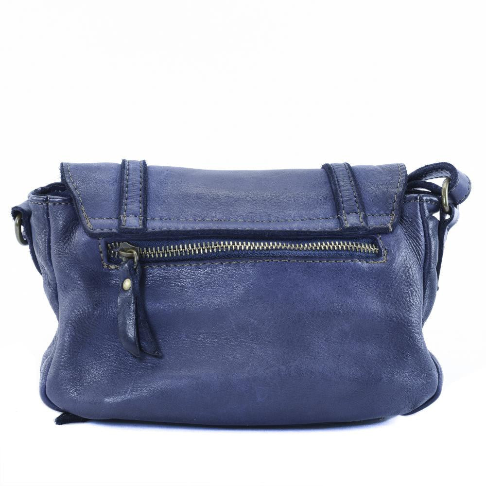 Sac à main en cuir souple vintage MELBOURNE Bleu marine