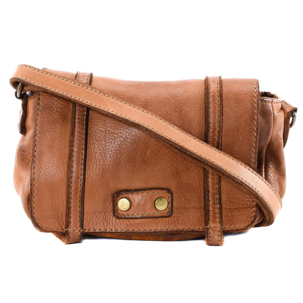 Sac à main en cuir souple vintage MELBOURNE Camel foncé