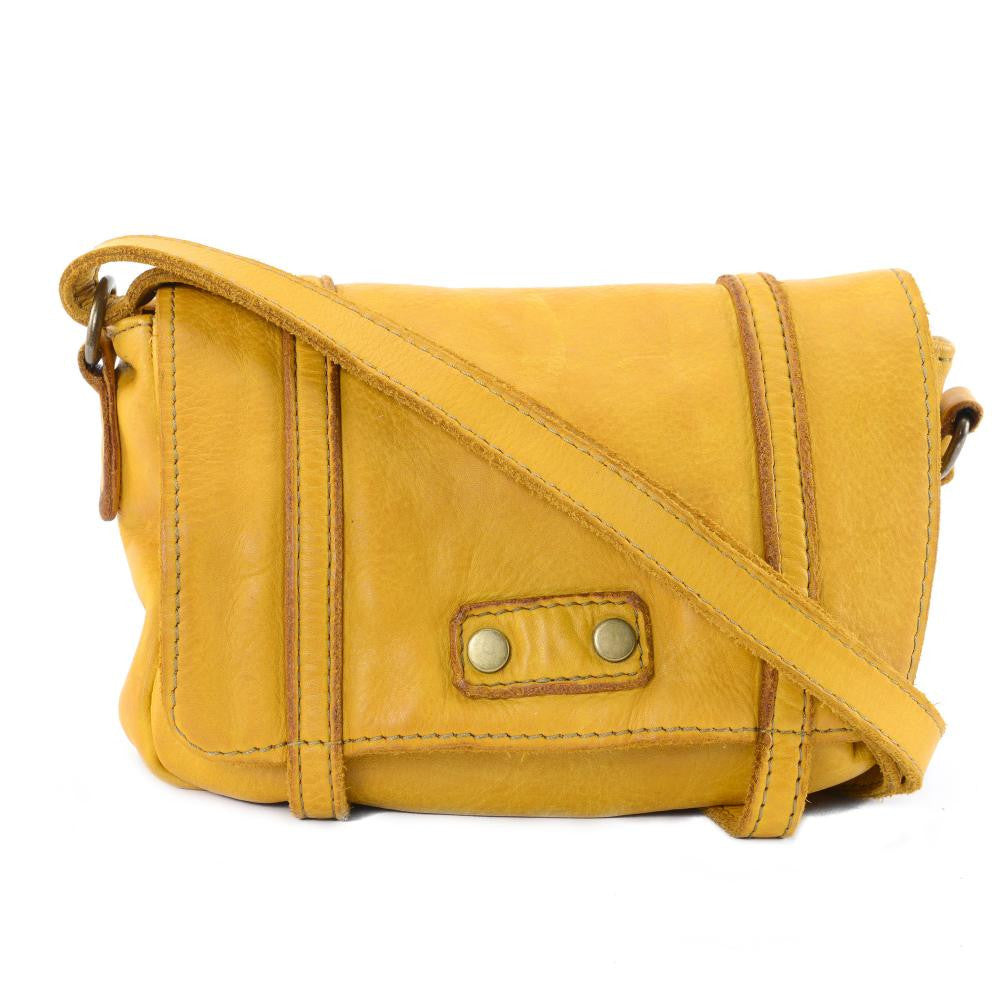 Sac à main en cuir souple vintage MELBOURNE Jaune Moutarde