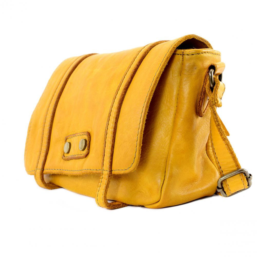 Sac à main en cuir souple vintage MELBOURNE Jaune Moutarde