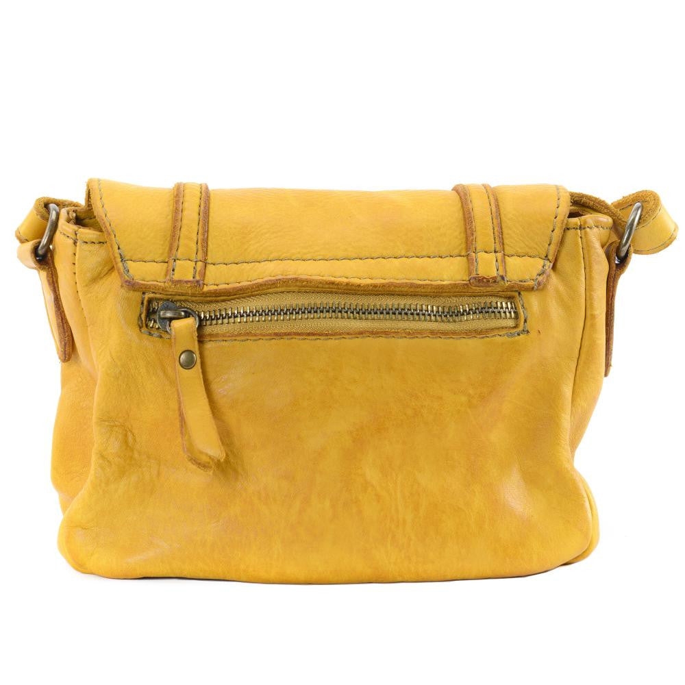 Sac à main en cuir souple vintage MELBOURNE Jaune Moutarde
