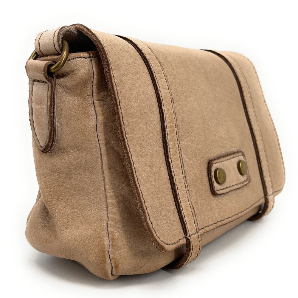 Sac à main en cuir souple vintage MELBOURNE Taupe clair