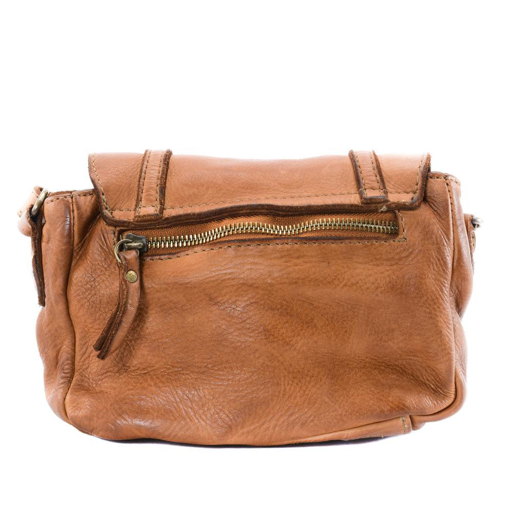 Sac à main en cuir souple vintage MELBOURNE Camel foncé