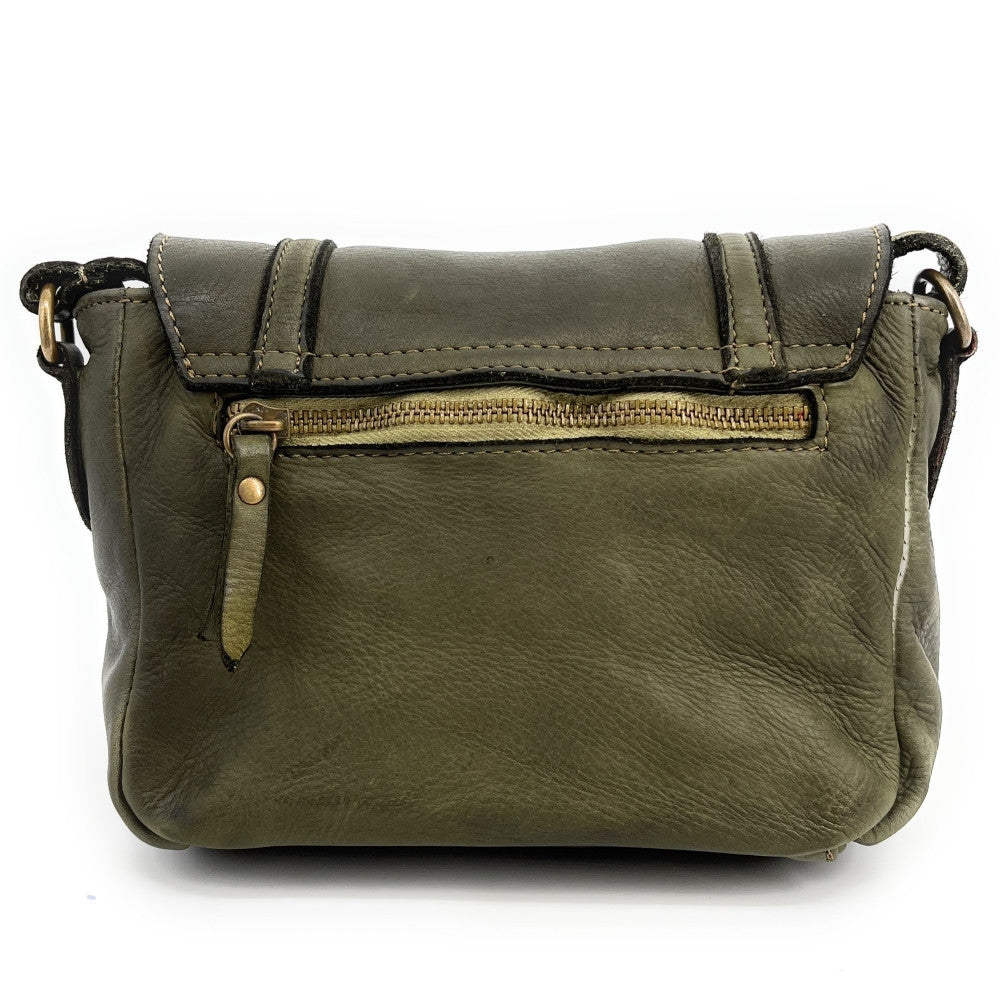 Sac à main en cuir souple vintage MELBOURNE Kaki