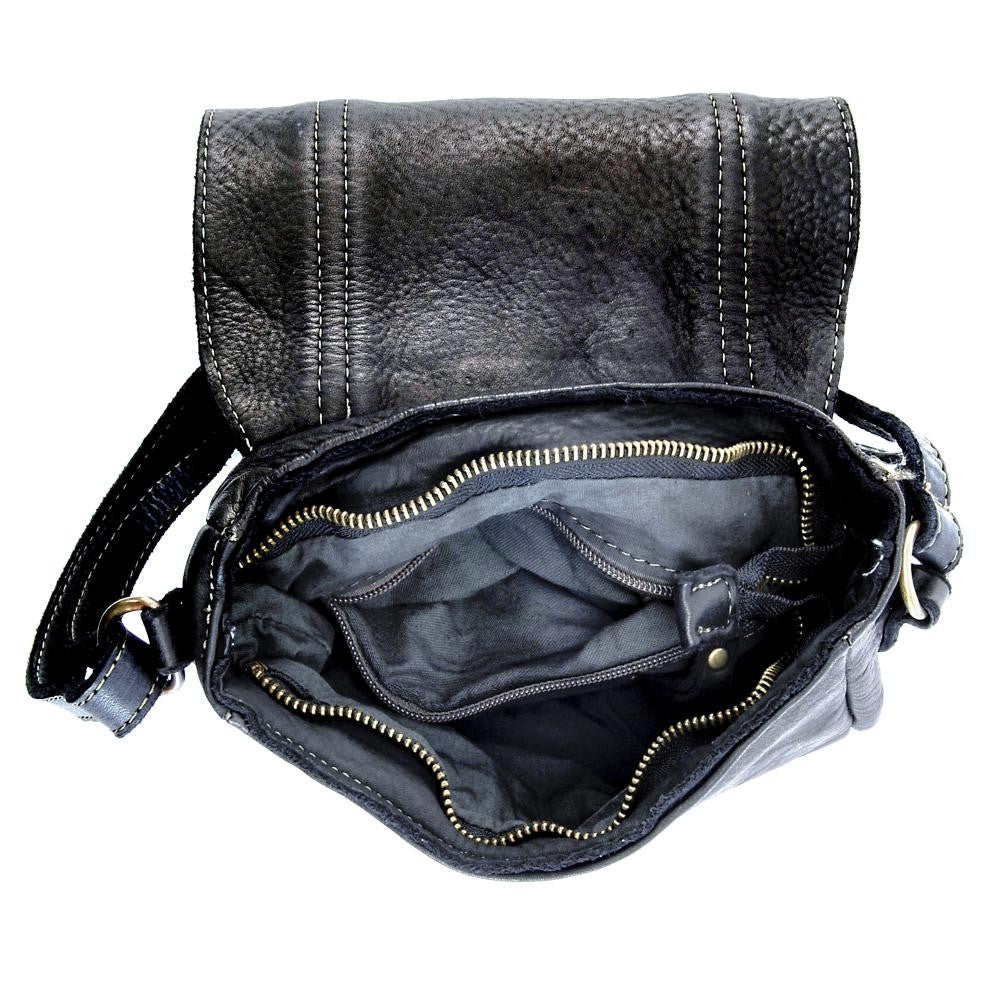Sac à main en cuir souple vintage MELBOURNE Noir