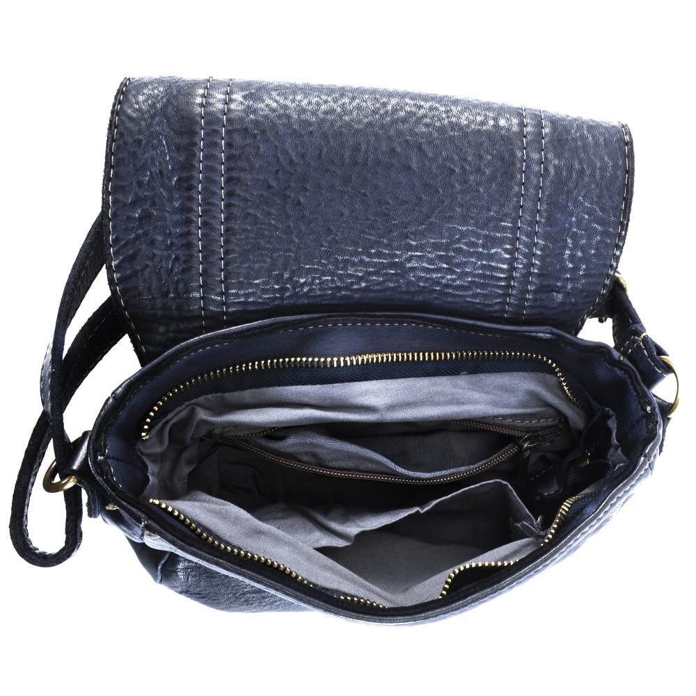 Sac à main en cuir souple vintage MELBOURNE Bleu marine