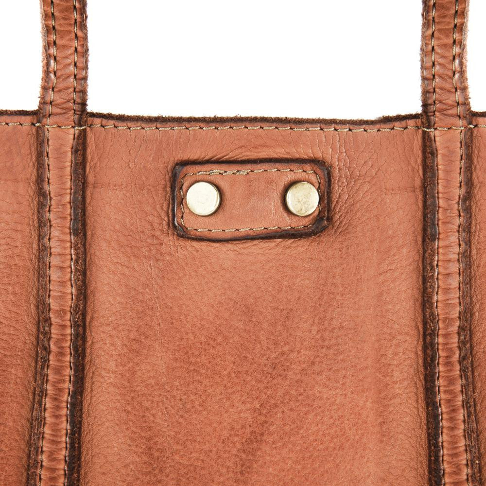 Sac à main en cuir souple vintage MELBOURNE Camel foncé