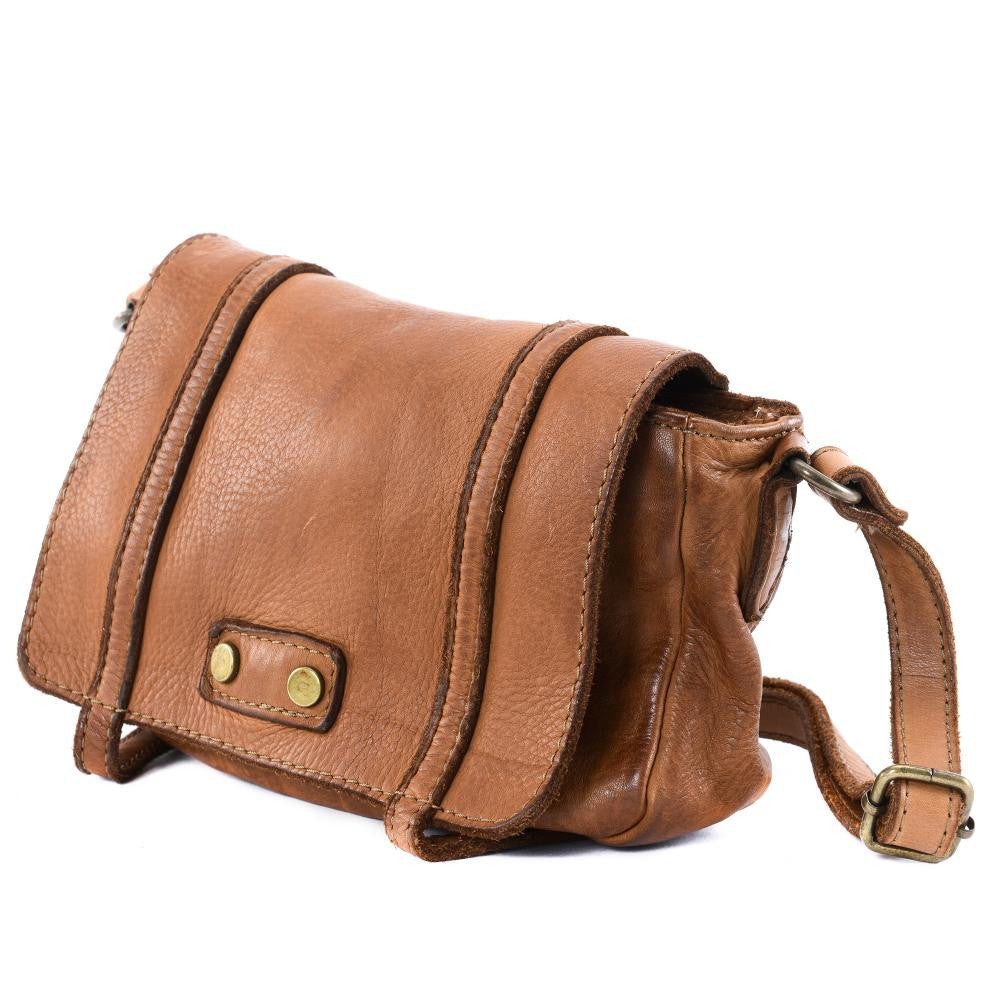 Sac à main en cuir souple vintage MELBOURNE Camel foncé