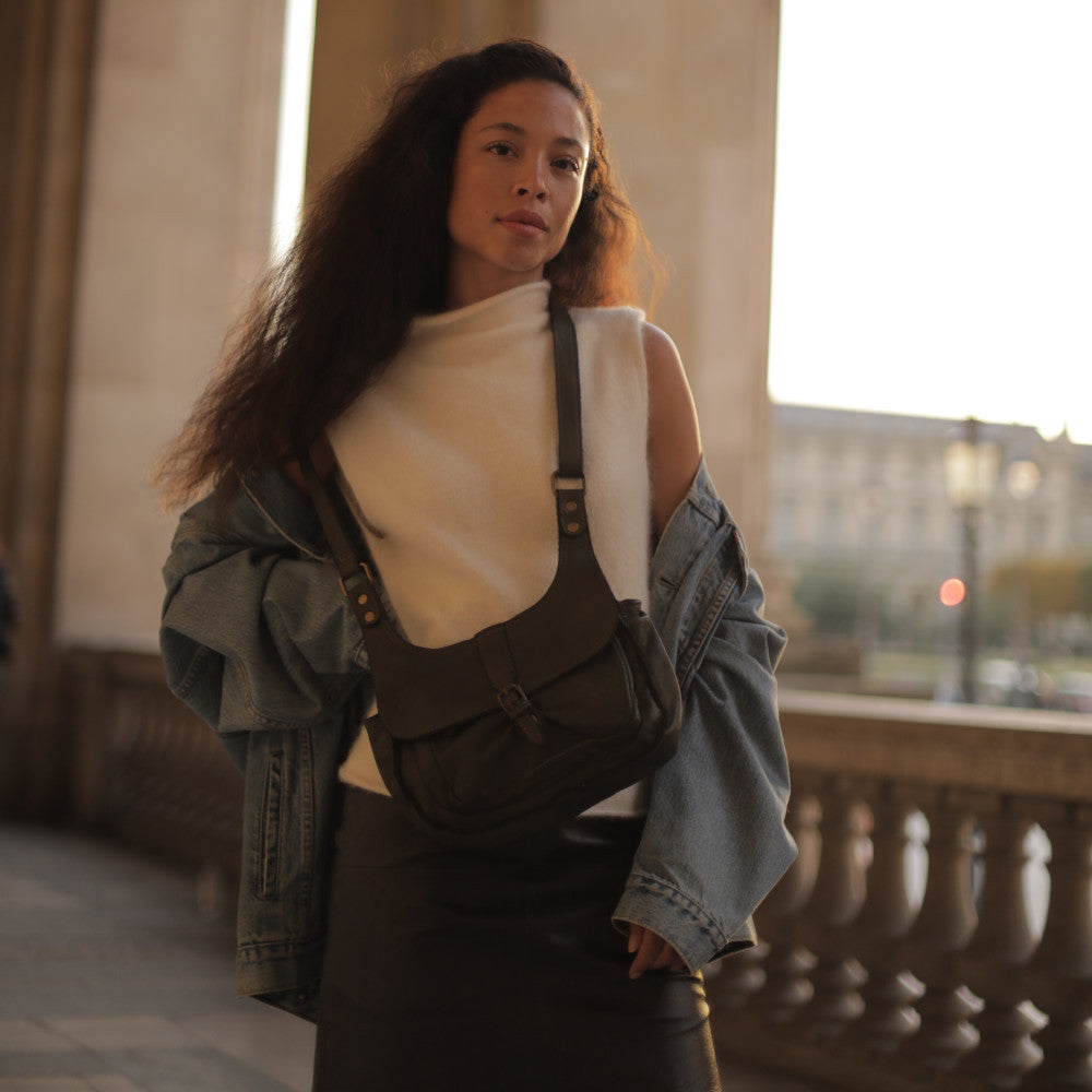 Sac besace en cuir vintage VALLEY Noir