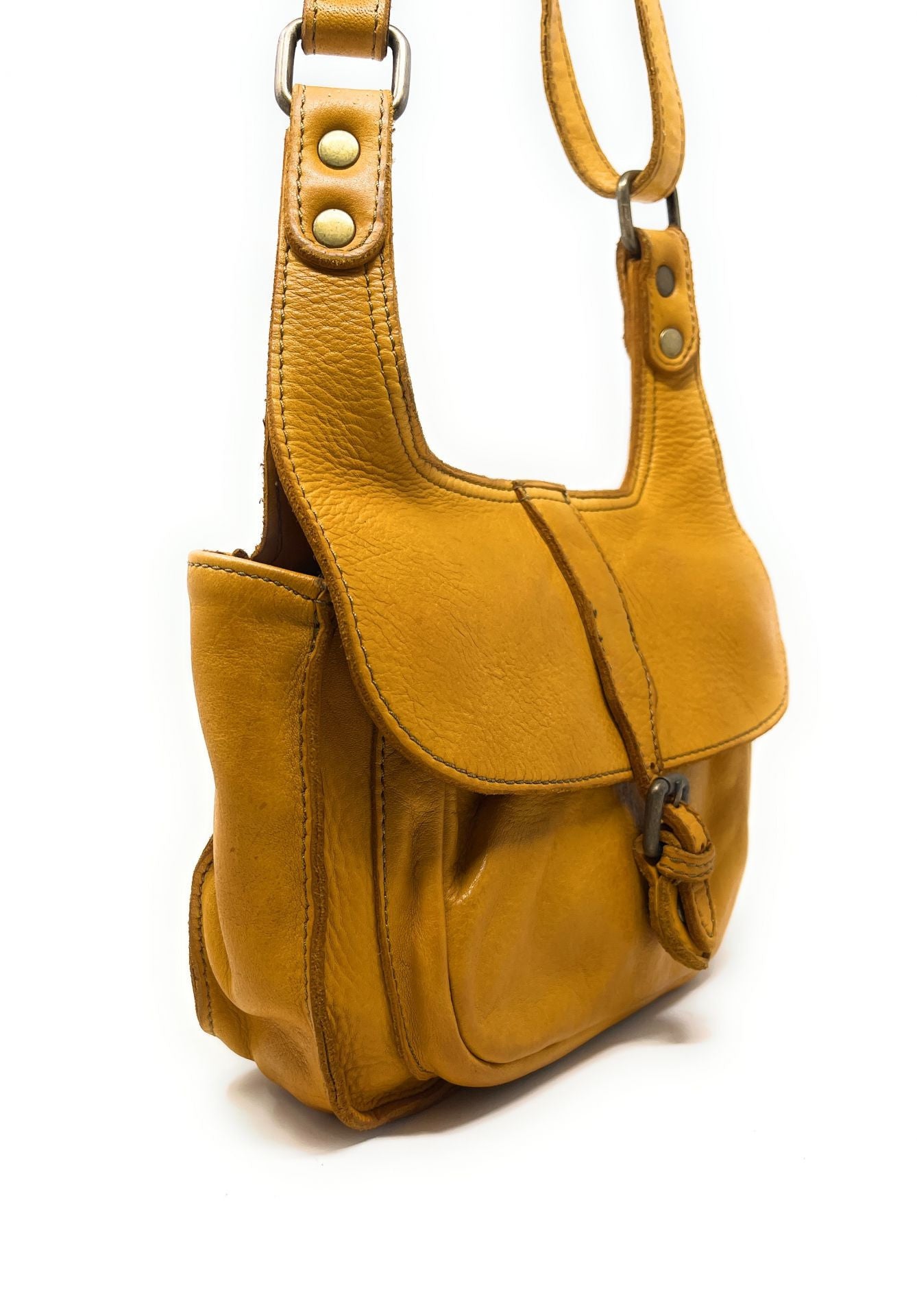 Sac besace en cuir vintage VALLEY Safran