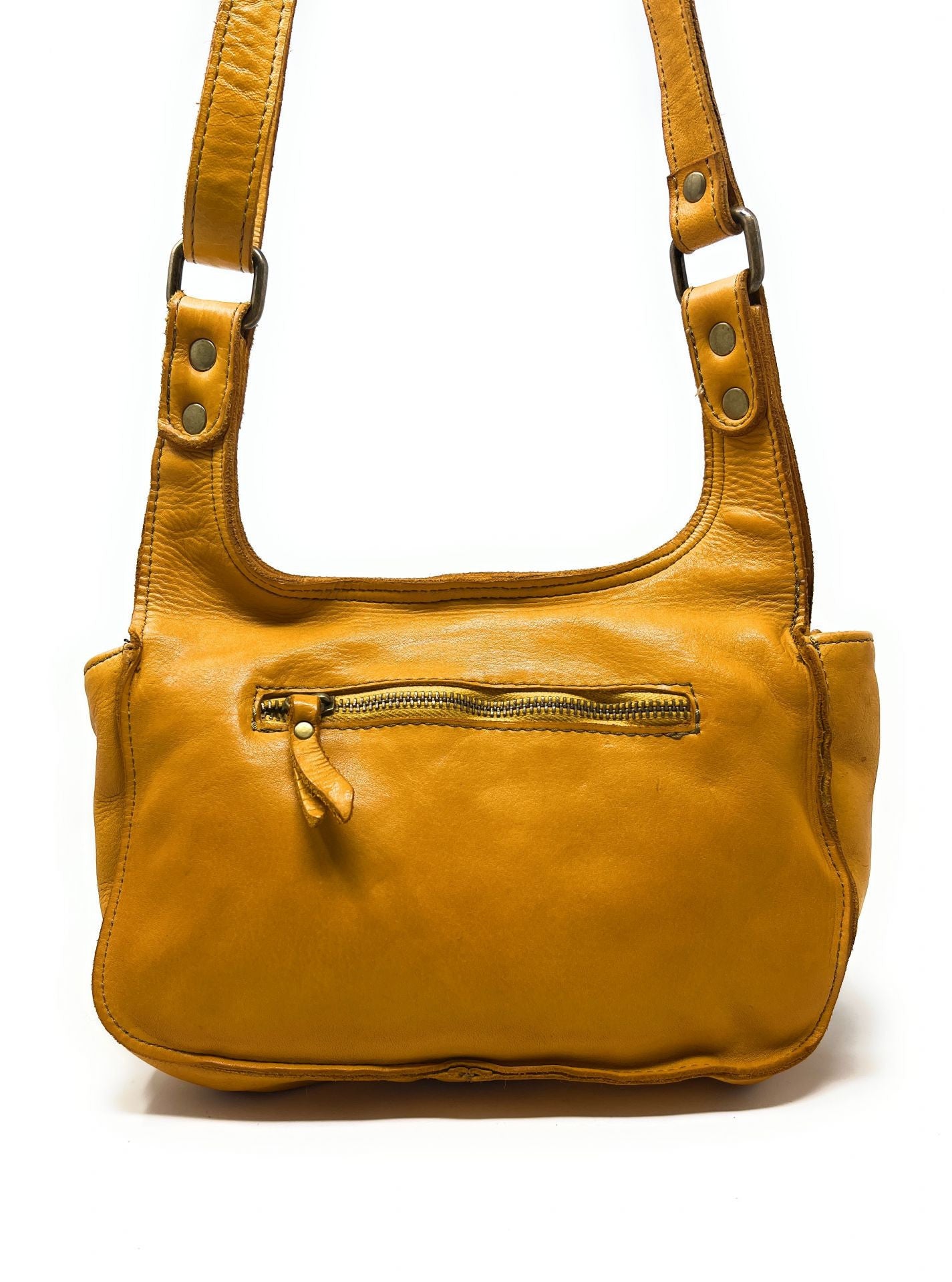 Sac besace en cuir vintage VALLEY Safran