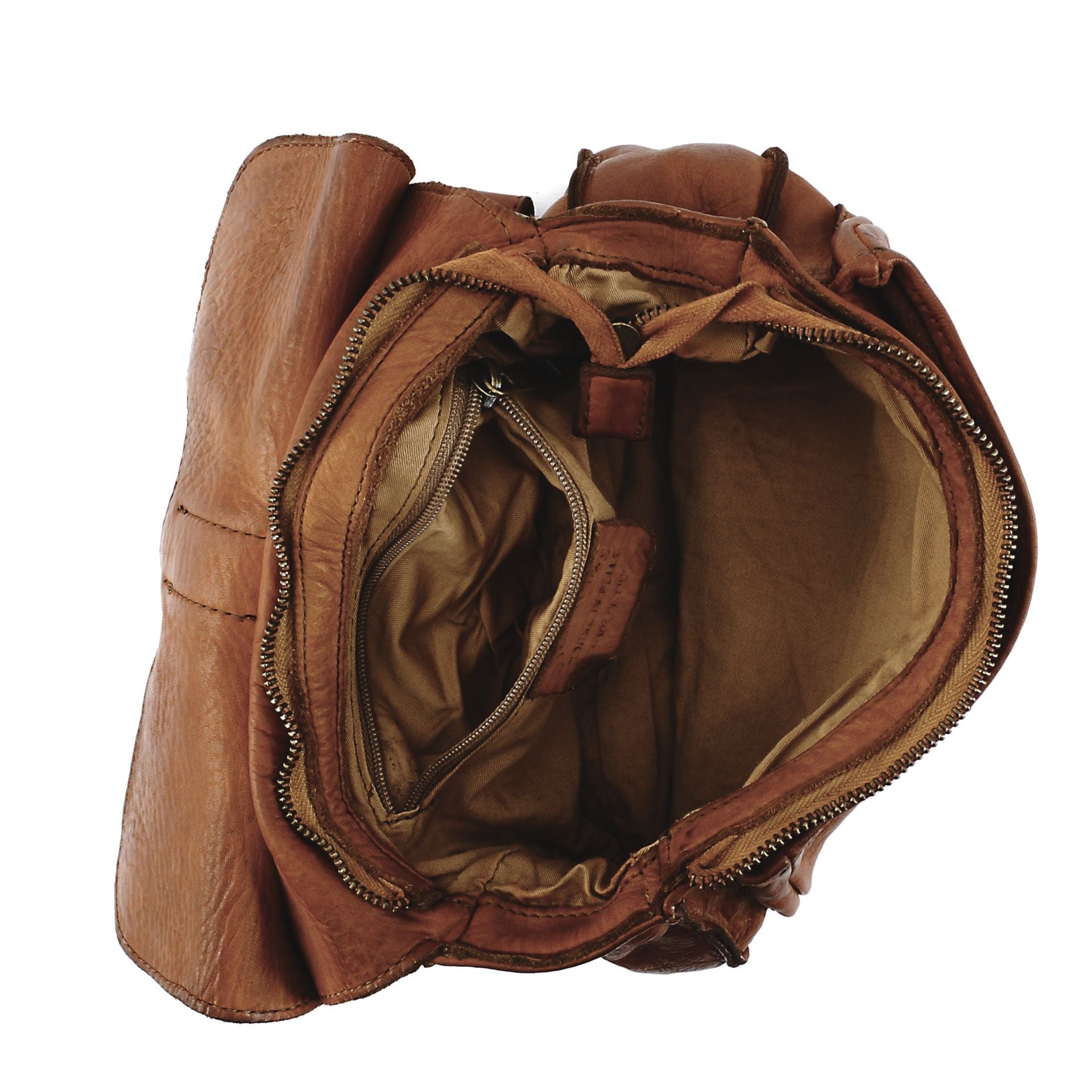 Sac besace en cuir vintage VALLEY Cognac foncé