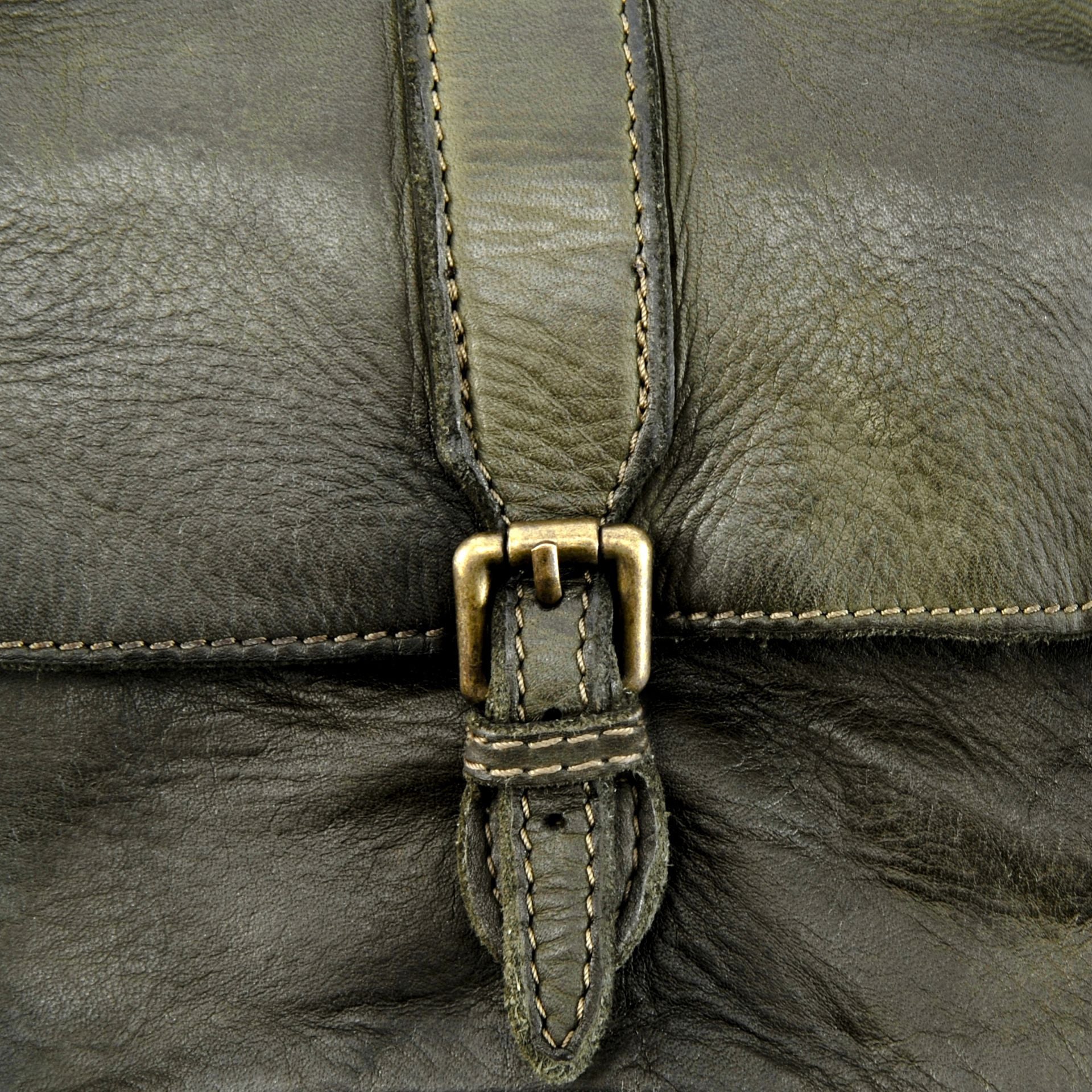 Sac besace en cuir vintage VALLEY Kaki foncé