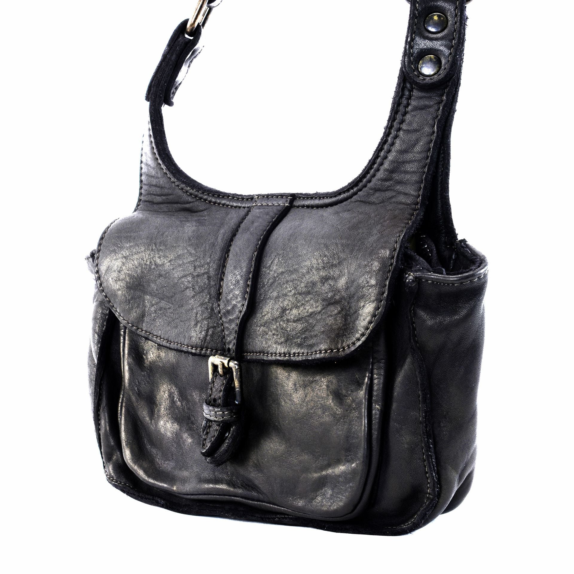 Sac besace en cuir vintage VALLEY Noir