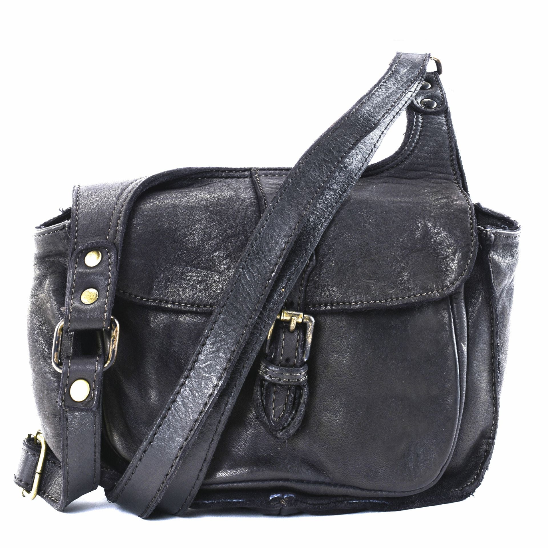 Sac besace en cuir vintage VALLEY Noir