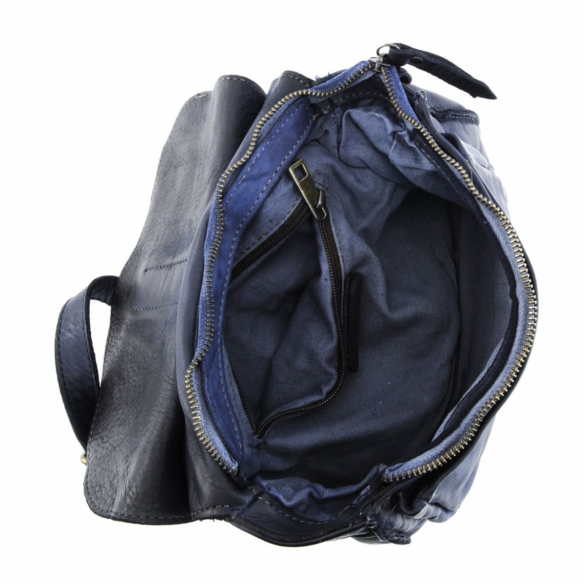Sac besace en cuir vintage VALLEY Bleu marine