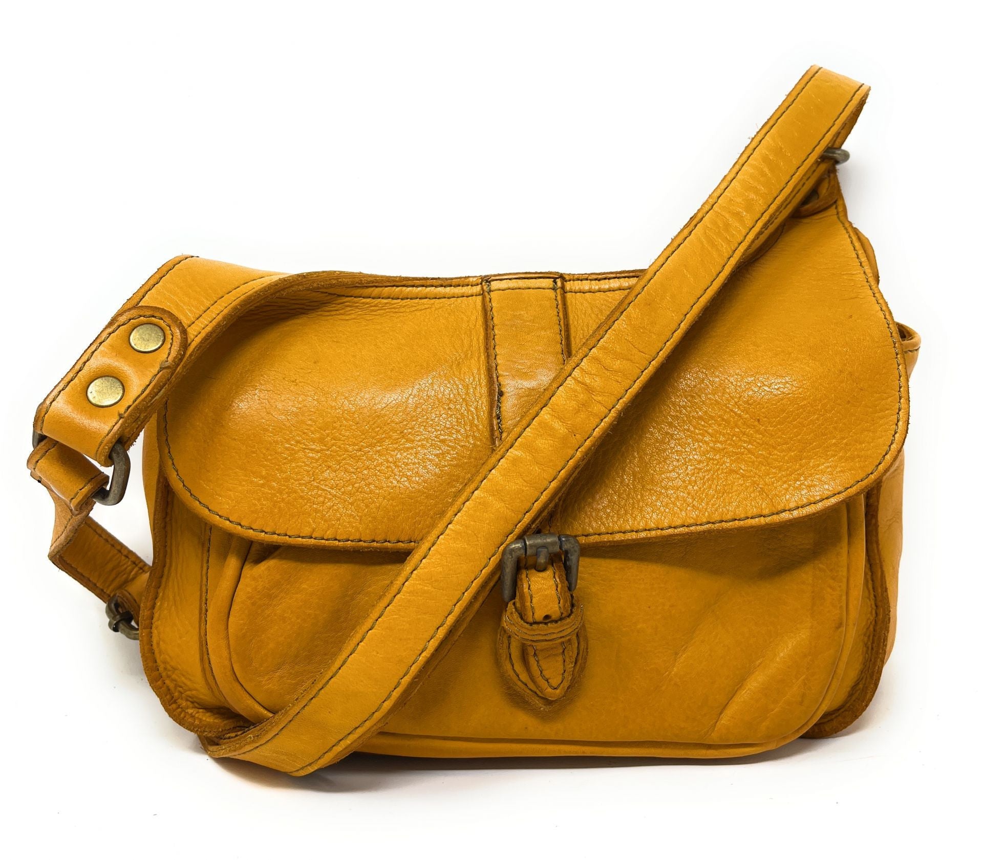 Sac besace en cuir vintage VALLEY Safran