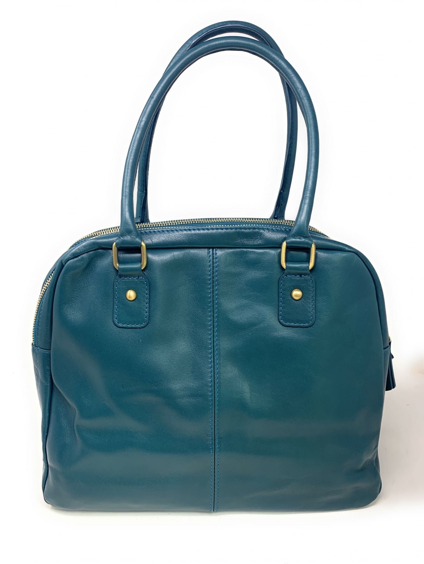 Sac bowling en cuir lisse VENDÔME Bleu vert canard