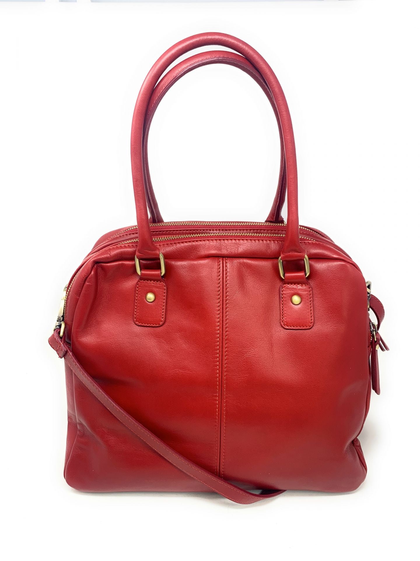 Sac bowling en cuir lisse VENDÔME Rouge garance