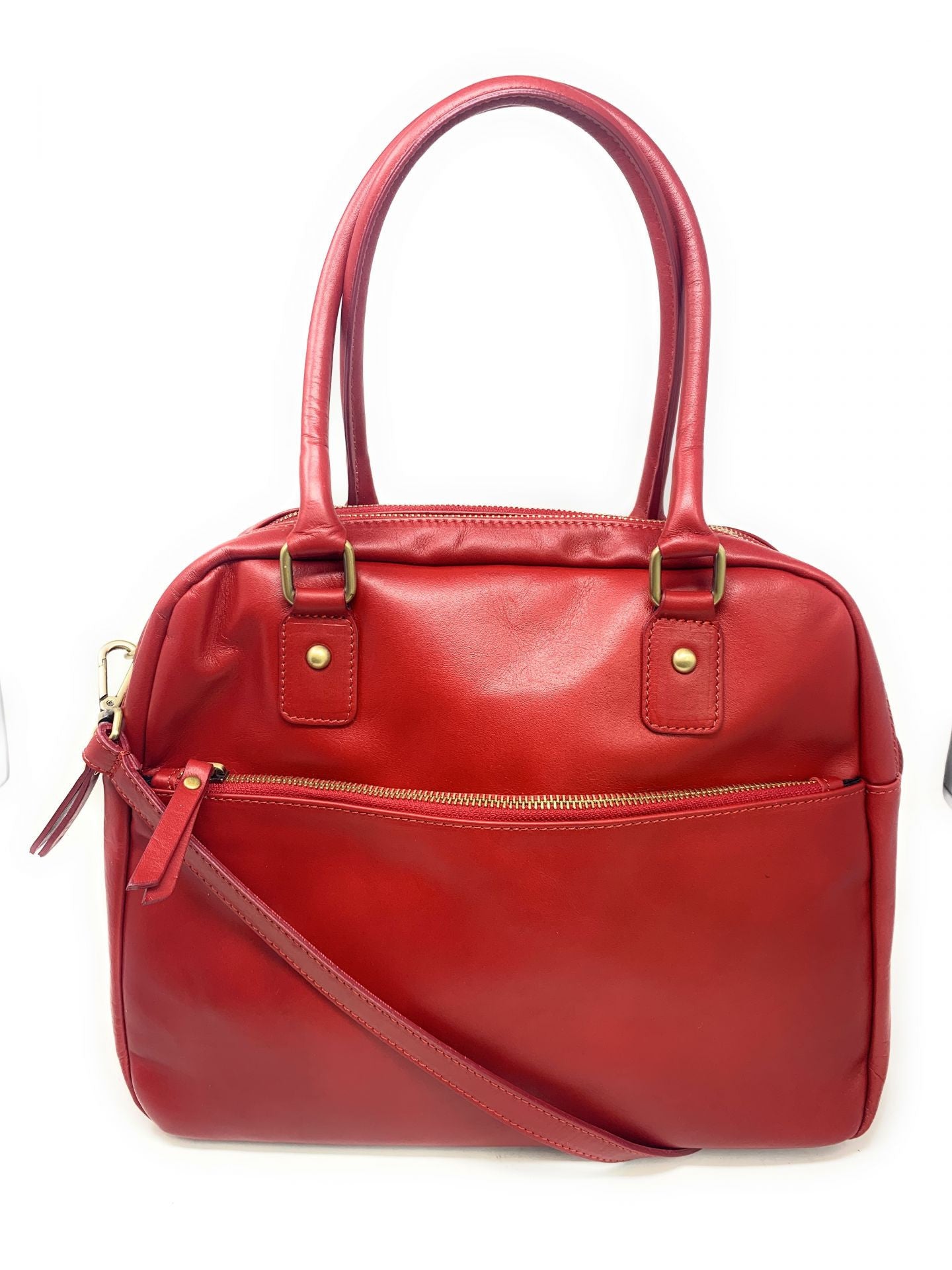 Sac bowling en cuir lisse VENDÔME Rouge garance