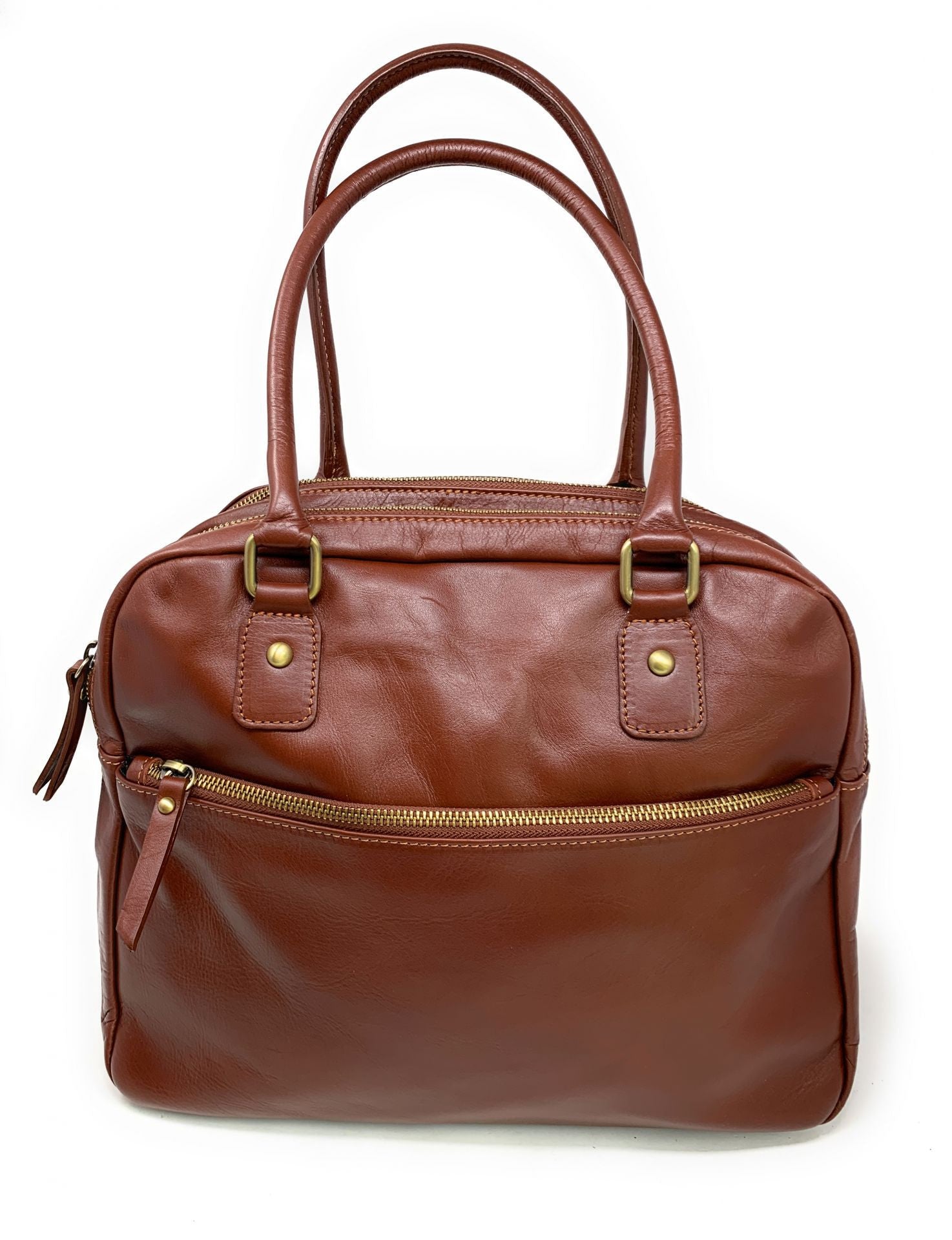 Sac bowling en cuir lisse VENDÔME Châtaigne