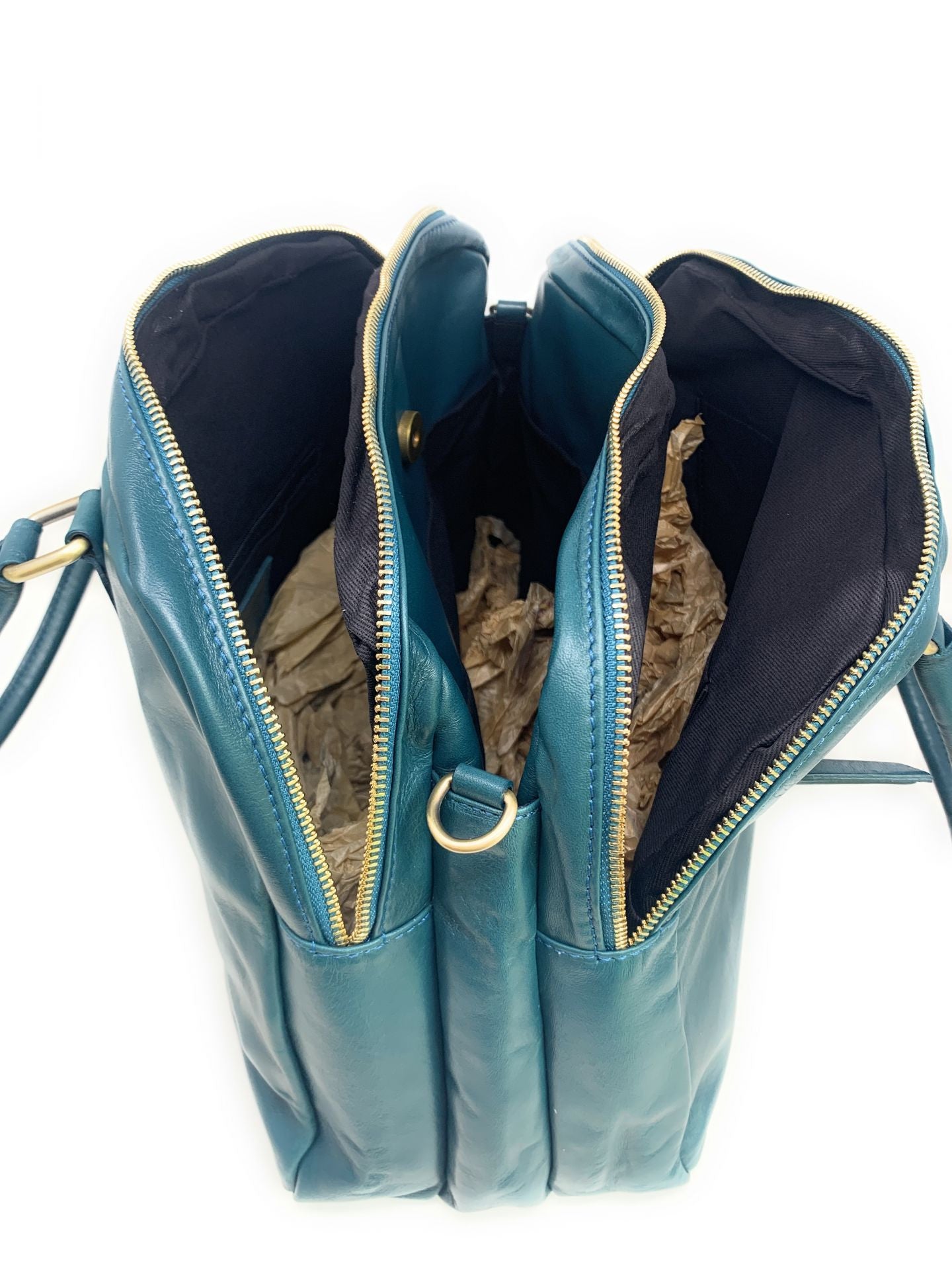 Sac bowling en cuir lisse VENDÔME Bleu vert canard