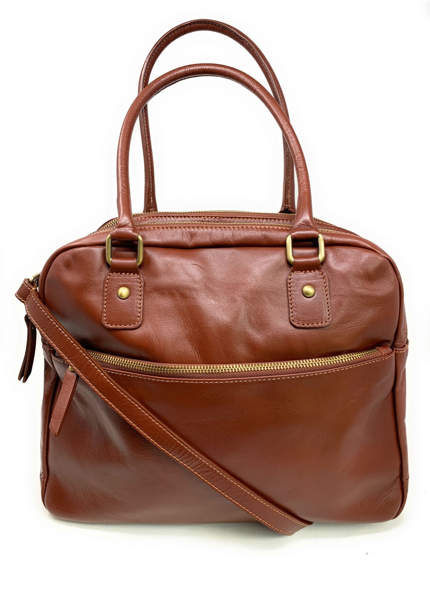 Sac bowling en cuir lisse VENDÔME Châtaigne
