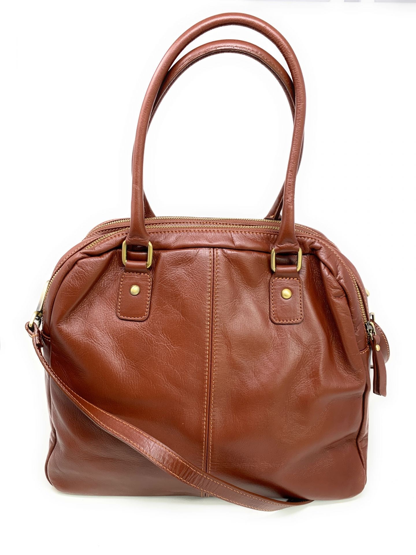Sac bowling en cuir lisse VENDÔME Châtaigne