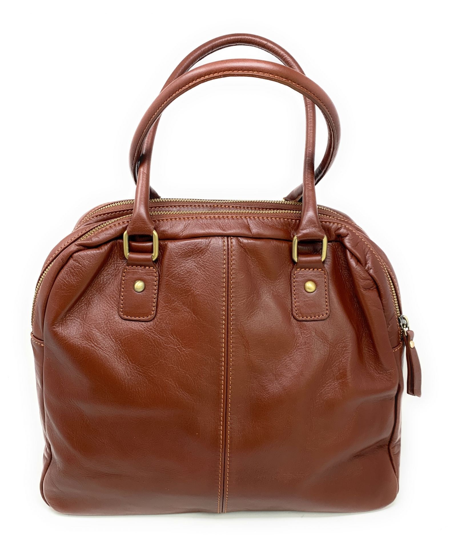 Sac bowling en cuir lisse VENDÔME Châtaigne