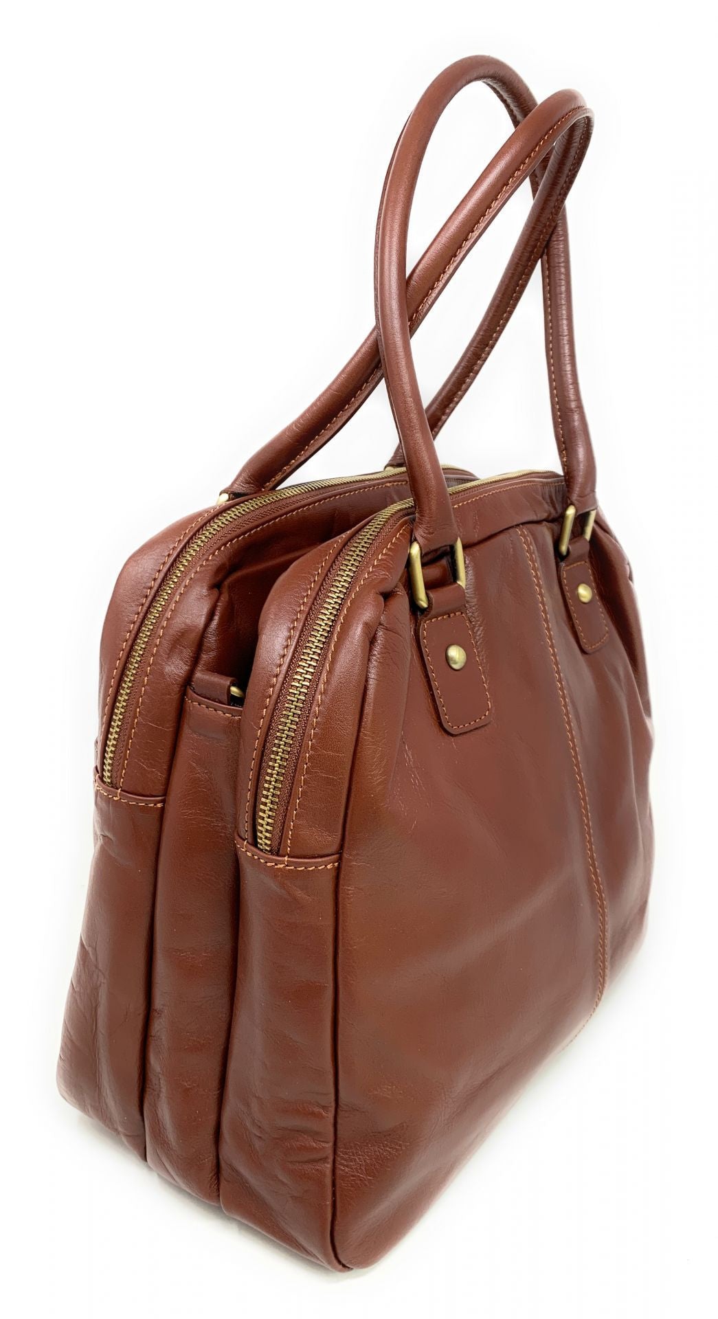 Sac bowling en cuir lisse VENDÔME Châtaigne